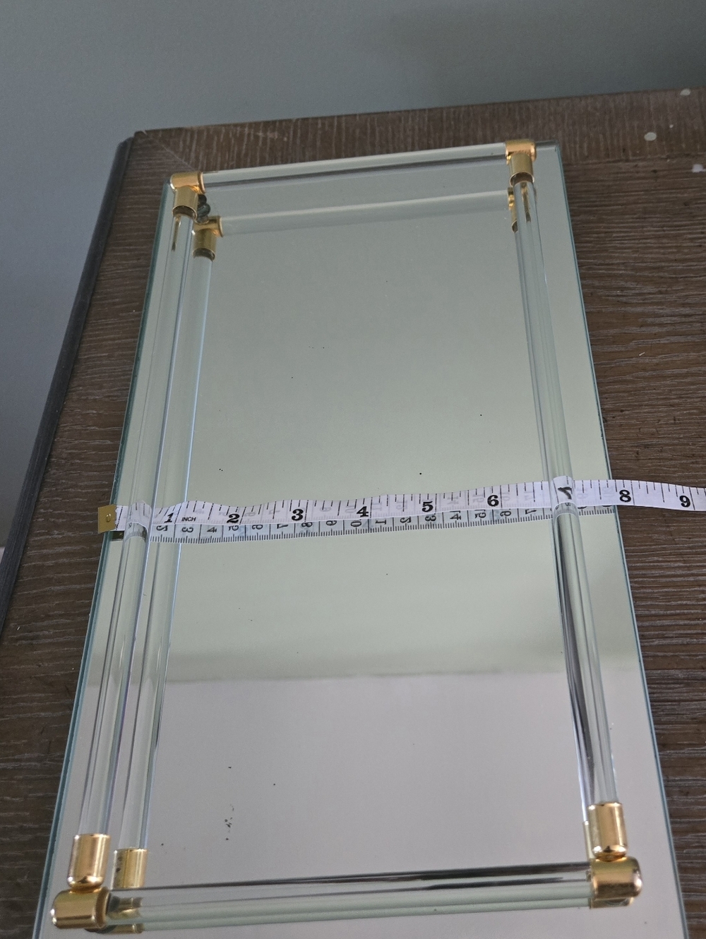Vintage Hollywood Regency Gold Mirror Tray & Glass Bottles Set - Picture 5 of 7